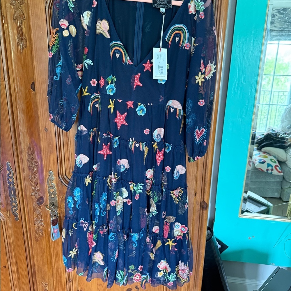 Floral Embroidered Love and Liberty Dress. Size L. NWT